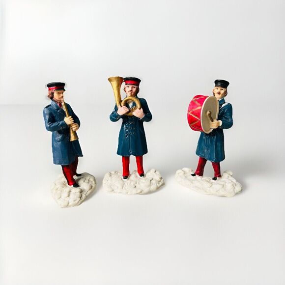 (3) Mervyn's Village Square Band Parade Men 1991 Figurine Holiday Christmas Drum